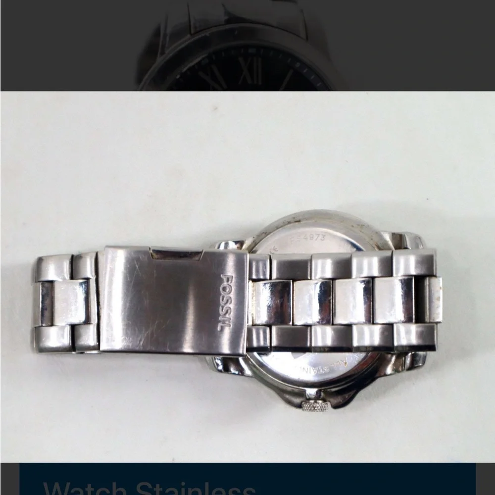 Fossil Grant Watch Stainless Steel Construction and Black Analog Dial